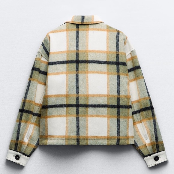 Zara NWT Patch Pocket Plaid Overshirt/Jacket size XL - Picture 7 of 8
